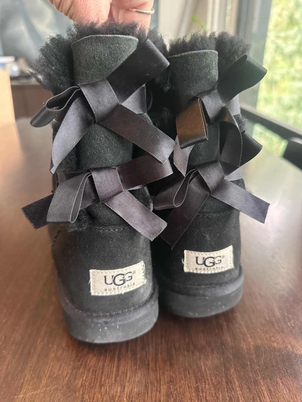 UGG Black Bailey Bow II Shearling Lined Suede Winter Boots 6 - Picture 5 of 8